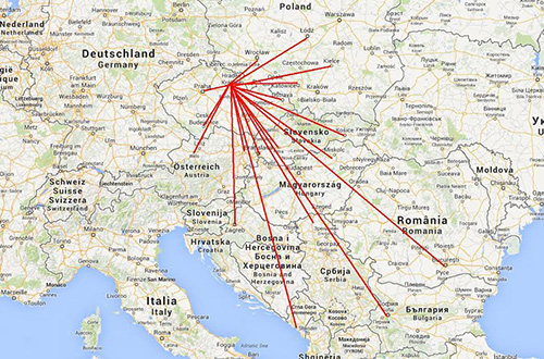 Where we go for shows - map